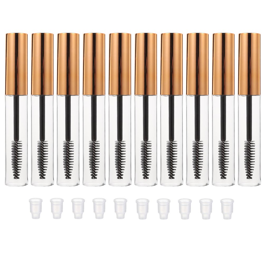 OUNONA Empty 10 ml Mascara Tubes with Transparent Design and Eyelash Brushes, 10-Pack