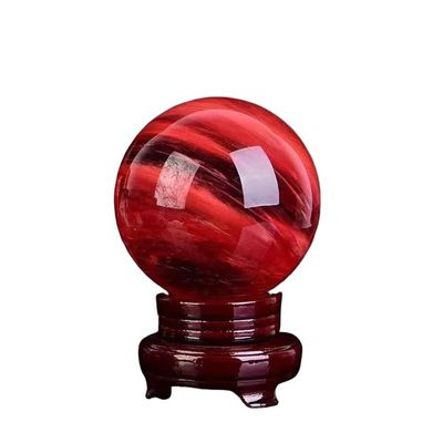 QMIQXIWS 1pc 7.5–8 cm Red Melting Stone Ball, Quartz Crystal Sphere