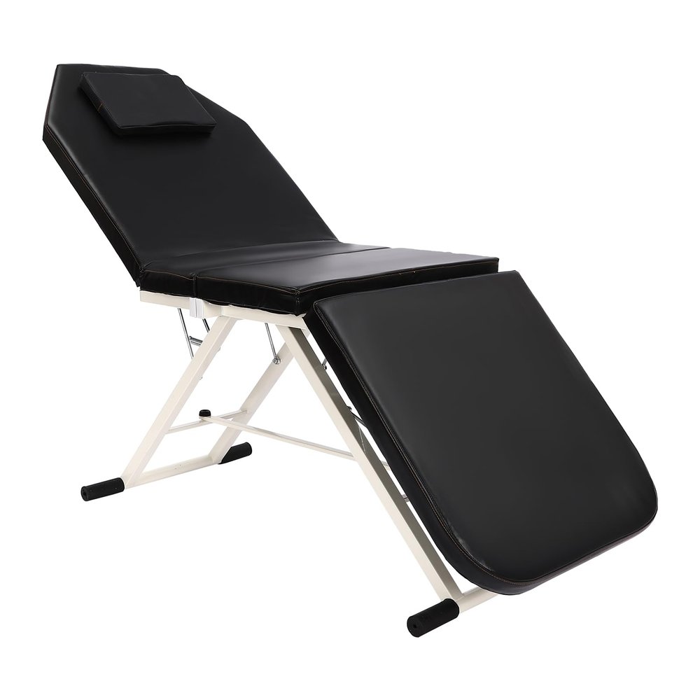Gdetnysty Professional Folding Massage Table with Adjustable Backrest, Black, 182 x 60 x 61 cm