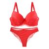 Fashionable Women's Lace Bra Set, Red, 80D view 1