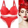 Fashionable Women's Lace Bra Set, Red, 80D view 3