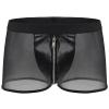 Men's Mesh Leather Boxer Shorts with Zipper view 1