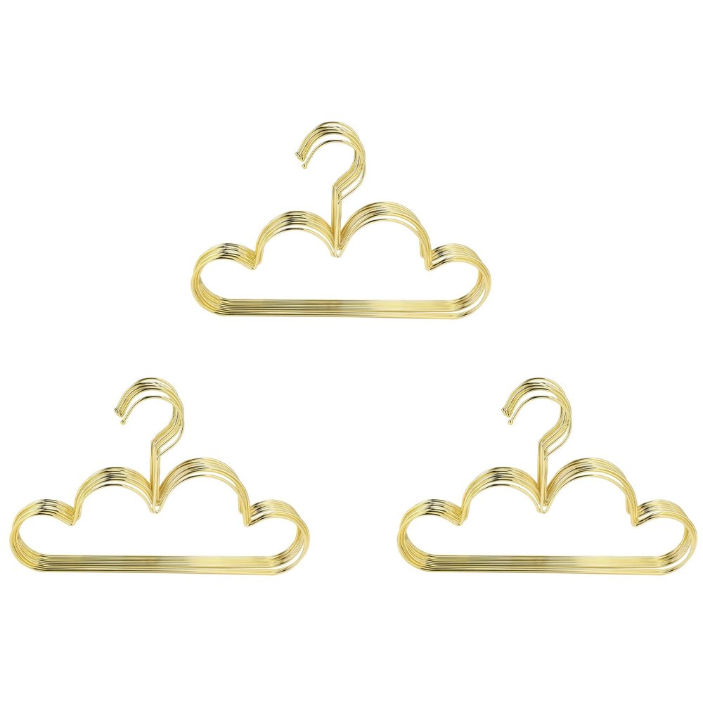 Youbones 30-Pack Non-Slip Metal Children's Hangers, Gold Cloud Shape