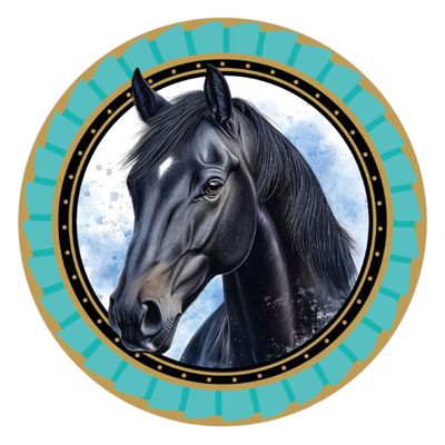 Horse Sticker for Riders, UV & Weather Resistant, Durable - Up to 7 Years Outdoors, 10.8 cm - MADE IN GERMANY (Black Horse - Turquoise Rosette)