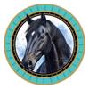 Horse Sticker for Riders, UV & Weather Resistant, Durable - Up to 7 Years Outdoors, 10.8 cm - MADE IN GERMANY (Black Horse - Turquoise Rosette) view 1