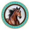 Brown Horse Sticker with Turquoise Rosette, Weatherproof, UV-Resistant, Laminated, up to 7 Years, 10.8 cm, Made in Germany view 1
