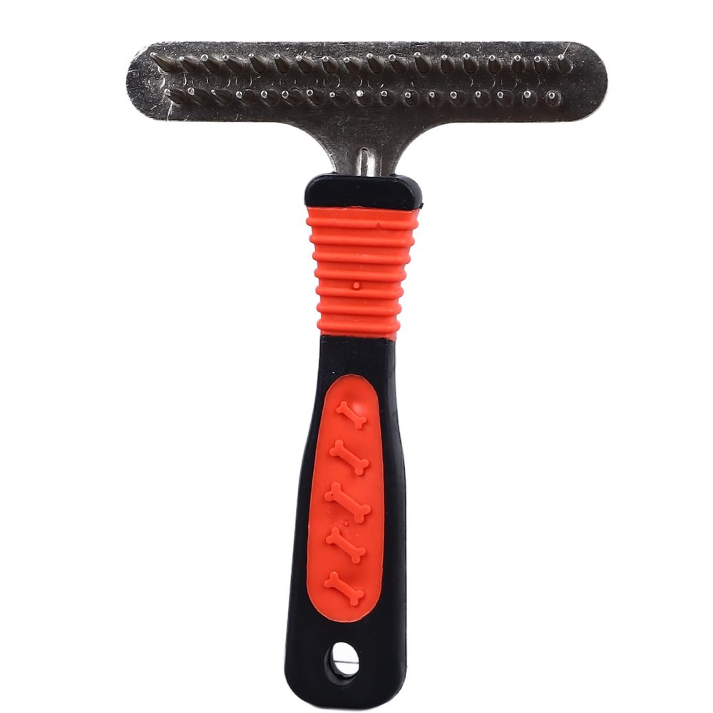 Mavaol Pet Deshedding Rake with Double-Row Pins for Large Dogs