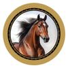 Premium Horse Sticker, Brown Horse with Gold Rosette, Round Car Sticker, 10.8 cm view 1