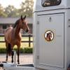 Premium Horse Sticker, Brown Horse with Gold Rosette, Round Car Sticker, 10.8 cm view 2