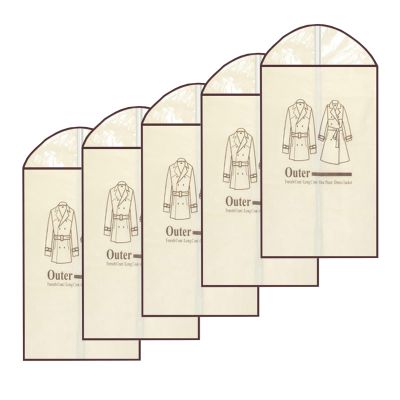 Zuiquity Set of 5 Nonwoven Garment Bags, Waterproof and Dustproof, with Clear Window and Back Zipper, 2 Sizes (120 cm/47 in)