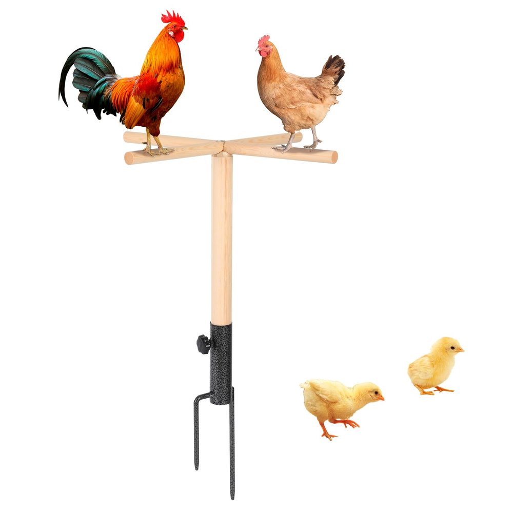 Inscrip Chicken Perch for Coop, Wooden Bird Perch with Metal Spike, Large