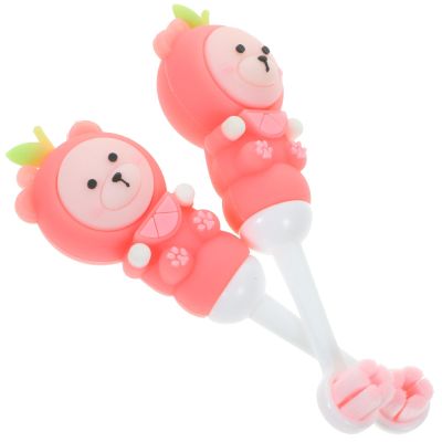 HANABASS 2-Piece Cute Bear Silicone Toothbrush Set for Toddlers