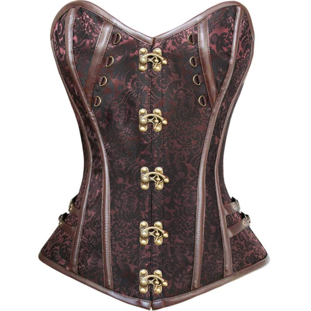 DISSA Women's Gothic Overbust Corset, Brown, Size 50