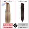 Women's Human Hair Ponytail Extensions, Straight, P8/613, Brazilian Remy Hair, Drawstring, 22 Inches view 4