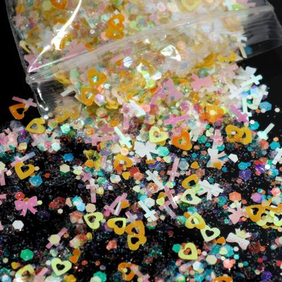 50 g Heart Nail Glitter Powder, Mixed Nail Decorations