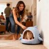 Generico Heated Cat Bed, Cozy Velvet Shark-Shaped Cave, 43 x 40 x 31 cm view 4