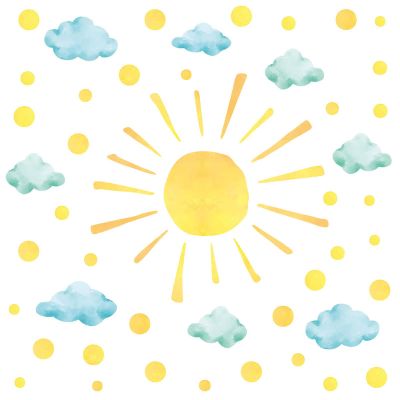 FUFUQUARE Cartoon Sun Wall Stickers for Kids' Rooms