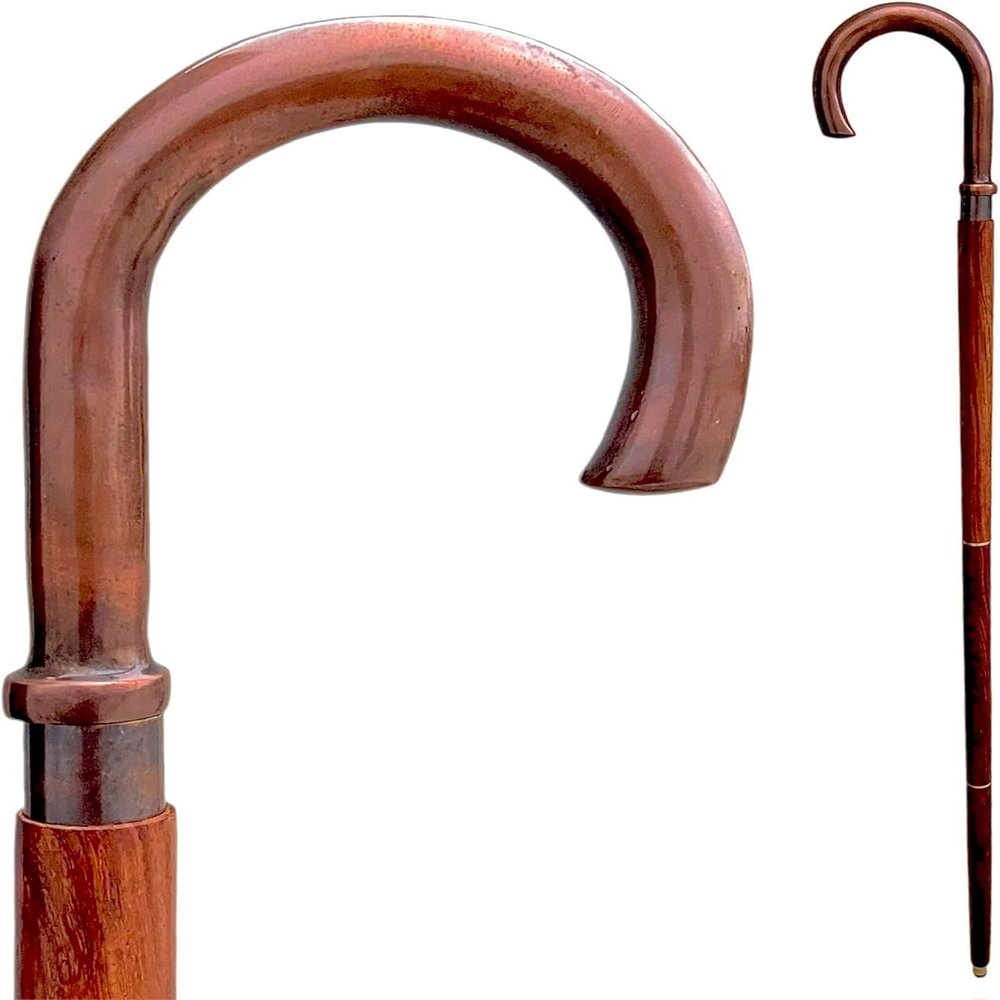 Classic Wooden Walking Cane, 3-Piece Handmade Design, Walnut Finish