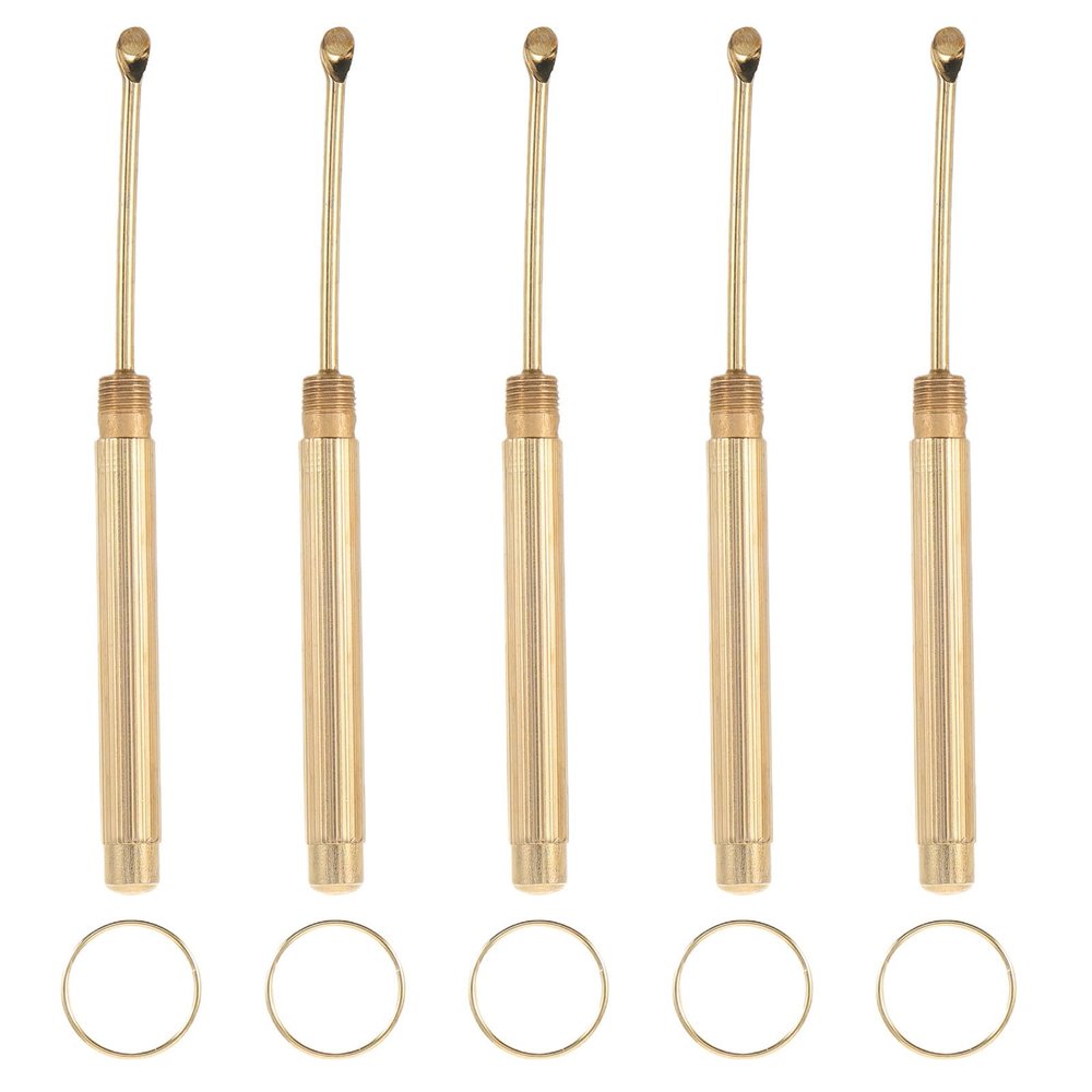 Portable Gold Metal Earwax Spoons, 5-Pack