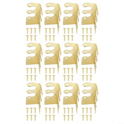 Vintage Metal Corner Protectors, 6-Piece Set, for Baseboard Protection, Iron, Gold, 12 Pieces
