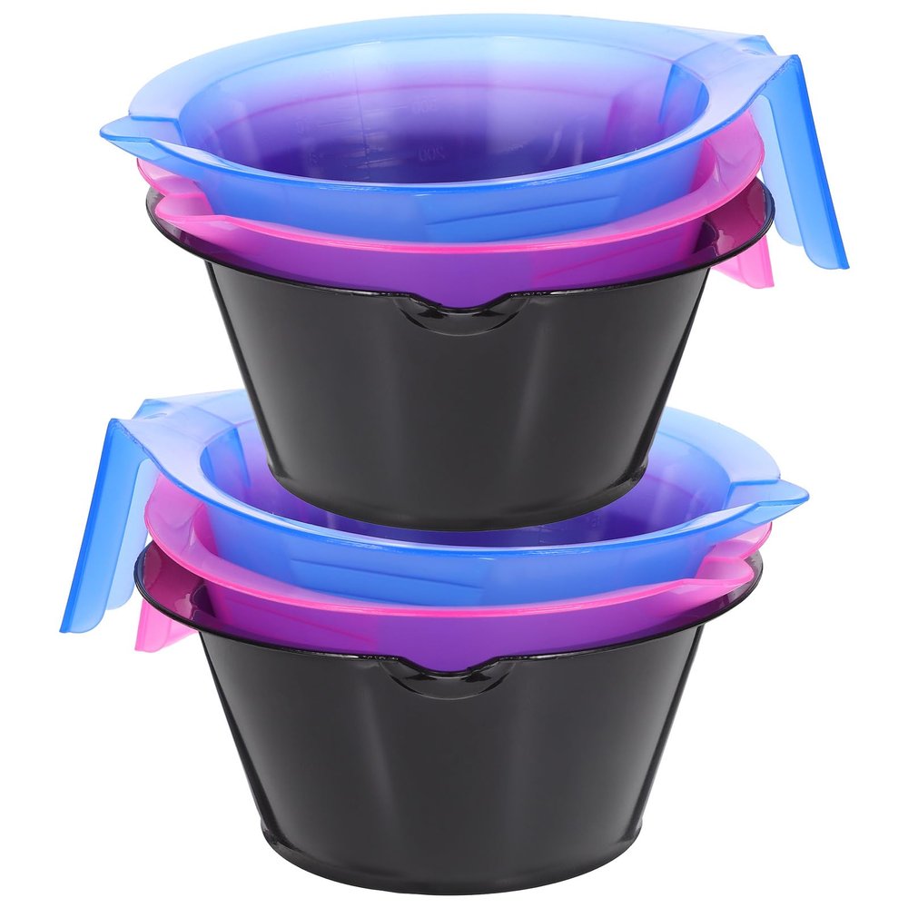 jojofuny 6 Transparent Hair Dye Bowls, Durable ABS with Scale and Triangular Base, Random Color