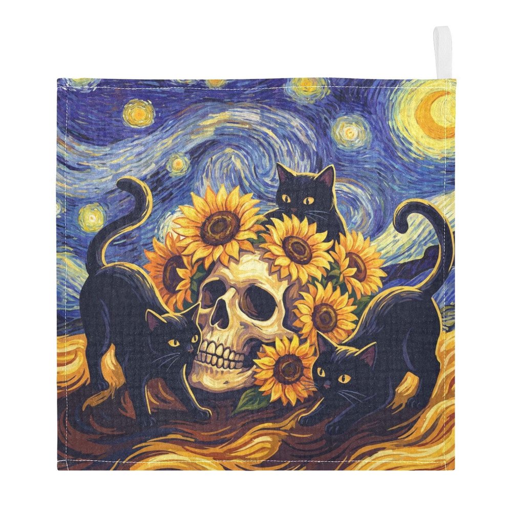 GuoChe Sunflower Cats Muslin Washcloths, Unisex, 100% Cotton, 5-Pack