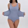 Women's Leather Corset Shapewear Top with Bust Pads and Butt Lift view 4