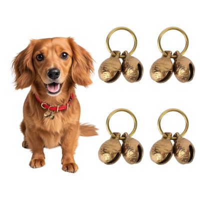 Penitue 4 Pairs Extra-Loud Copper Bells for Dogs, 22 mm Brass Vintage Collar Charms