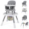DREAMADE Multifunctional Baby High Chair, Height-Adjustable with Double-Sided Table, Adjustable Tray & Basket, Safety Harness, for Ages 6–36 Months (Gray) view 1