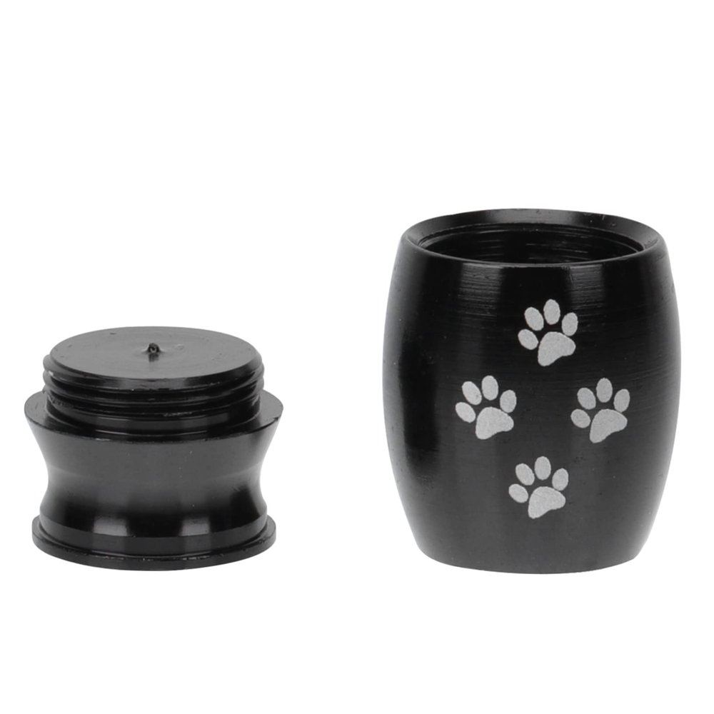 YZYSHA Stainless Steel Pet Cremation Urn with Paw Engraving, Black
