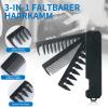AJKQNMA 3-in-1 Folding Comb for Men, Fine- and Wide-Tooth Pocket Comb, Black view 3