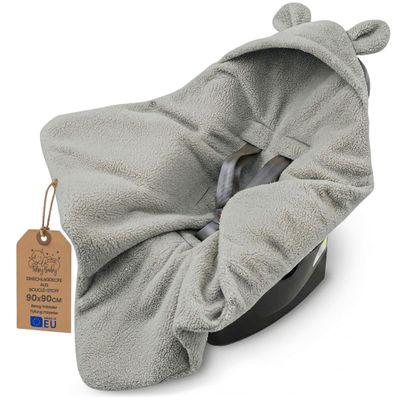 Cozy Bouclé Baby Car Seat Wrap Blanket, Teddy, Winter, 90 x 90 cm
