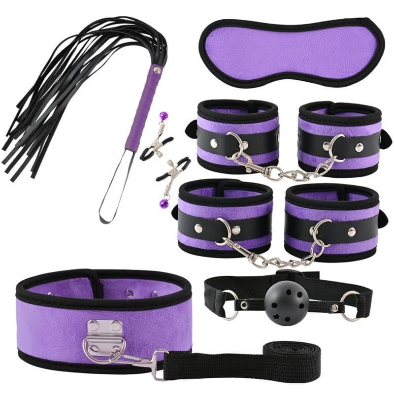 ZeeKoug 7-Piece Purple Adjustable Crystal Velvet Sports Accessory Set