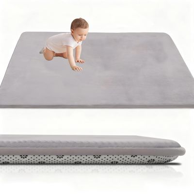 2 cm Thick Baby Play Rug and Crawling Mat, 100 x 120 cm, Non-Slip Coral Fleece