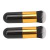 Chubby Makeup Brushes, 2-Piece Set, Soft Synthetic Face Brushes, Black and Gold view 3