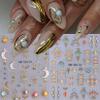 9 Sheets Sun Nail Stickers, Boho 5D/3D Embossed Metallic Designs view 3