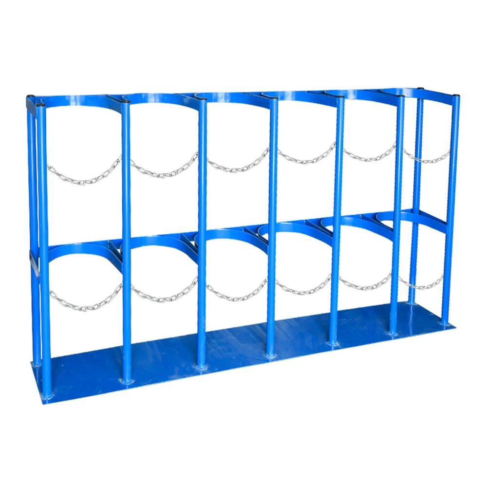 Adjustable Floor-Mount Gas Cylinder Rack, 50-Inch Argon-Acetylene Holder, Blue