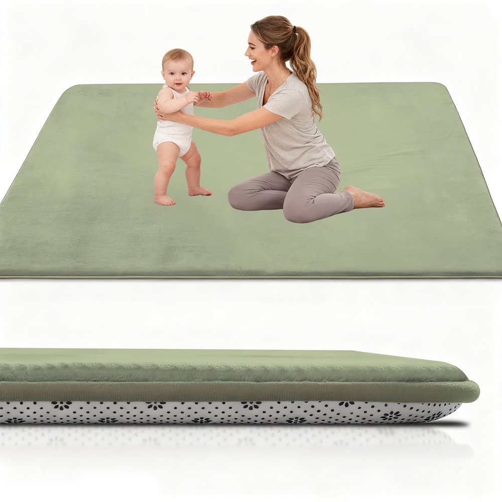 Stqyeiw 2 cm Thick Baby Crawling Mat, 200 x 200 cm, Grass Green