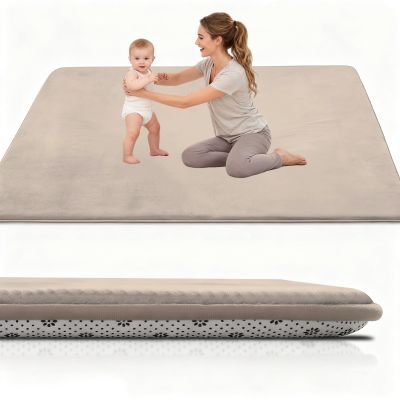Stqyeiw 2 cm Thick Baby Crawling Mat, 140 x 220 cm, Light Brown