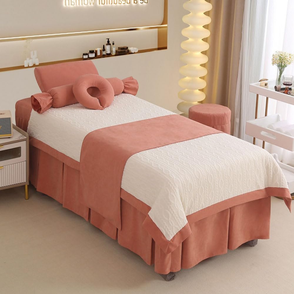 GZKDKZB 4-Piece Bed Linen Set for Beauty Salons, Massage and Spa Tables, Orange, Square