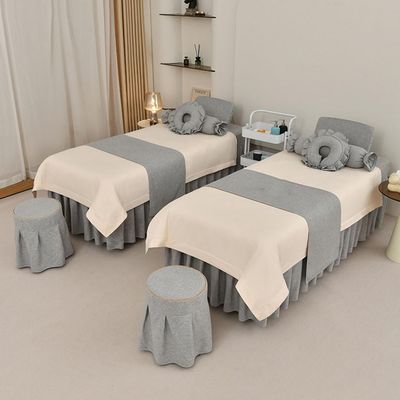 GZKDKZB Beauty Salon Massage Table Bedding Set, White and Gray