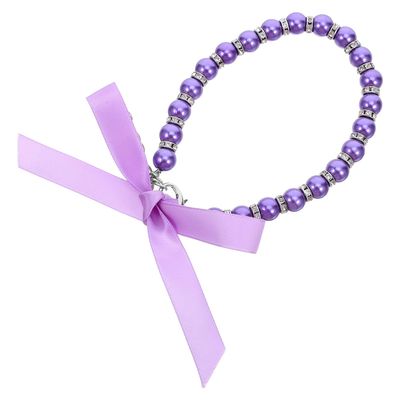 VICASKY Pearl Dog Collar with Glitter Bow