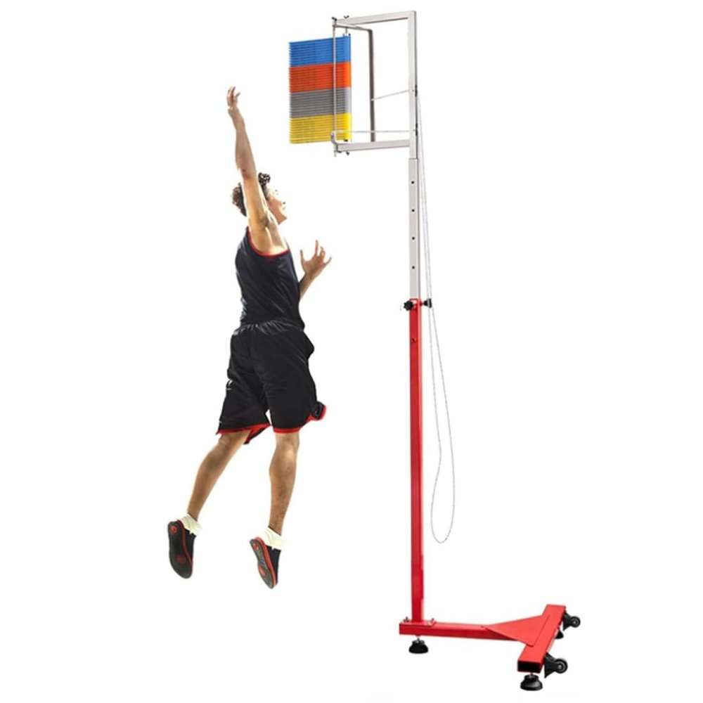 Adjustable Vertical Jump Tester with Stable Base and Colored Flag