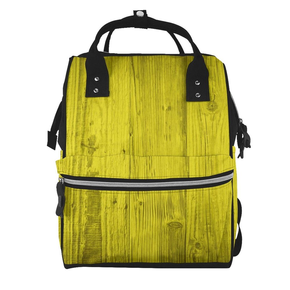 GVYGVY Diaper Bag Backpack for Baby Dolls, Yellow Light Wood-Grain Print