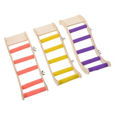 LOLIPPYY 3-Piece Wooden Parrot Climbing Ladder Toy with Perch and Swing
