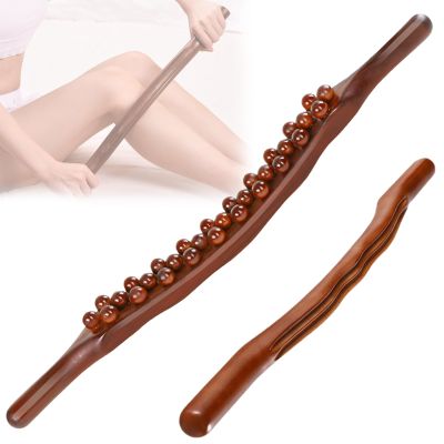 Gua Sha Wooden Therapy Stick with 31 Wooden Massage Beads