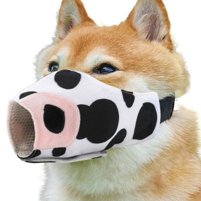 Cow Print Dog Muzzle - Soft Adjustable Pet Muzzle