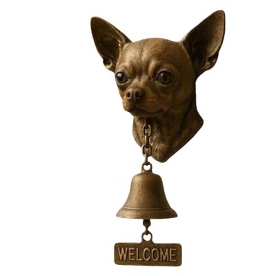 Dog Welcome Doorbell with Dog Head, Rustic Antique Bronze Design