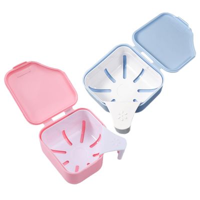 Travel Plastic Denture Case with Cleaning Container