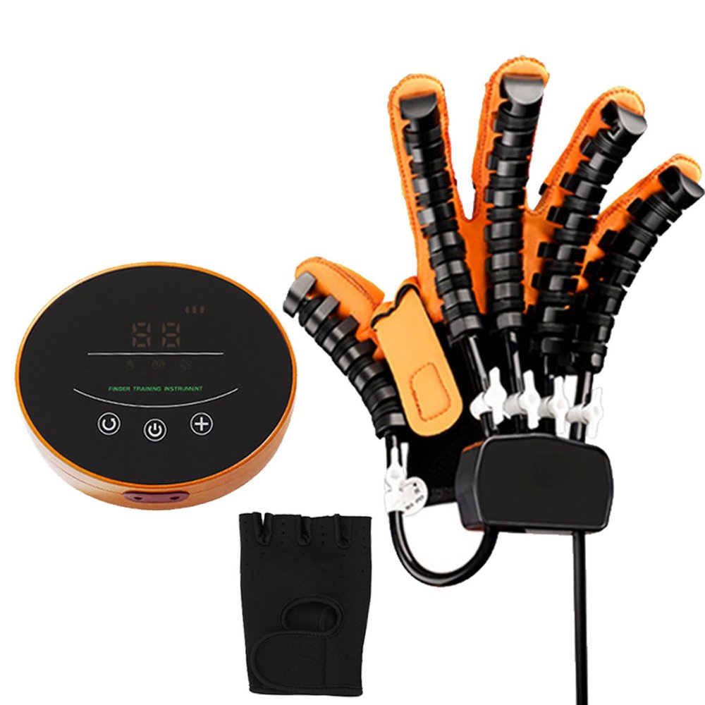 HWYYLXS Rehabilitation Robotic Glove for Stroke Patients, Rechargeable Finger Training Device for Hemiplegia After Stroke, Finger Strength Training Device, Orange, Right-XL